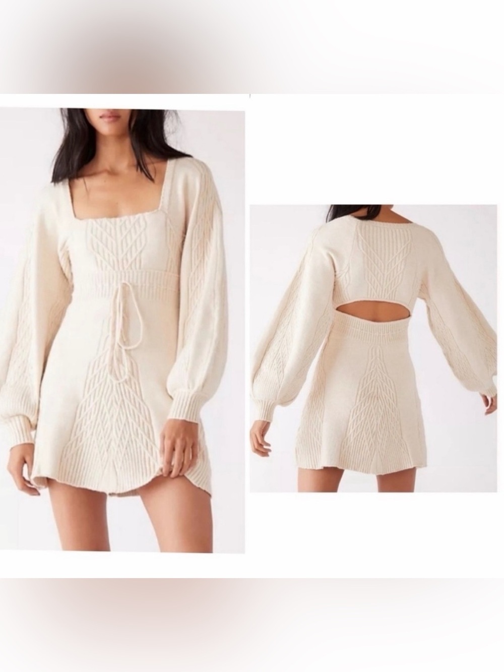 Free People Emmaline Mini Sweater Dress SZ L Back Cutout
